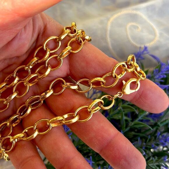 Mixed Metals Long Circles Boho Lagenlook Necklace - Picture 5 of 6